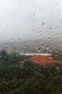 Close-up of water drops on glass