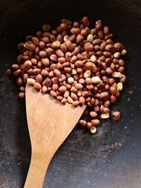 High angle view of coffee beans on table
