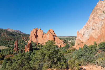 Panoramic view of landscape against clear blue sky