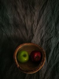 High angle view of apple on table