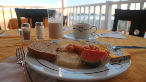 Breakfast served on table