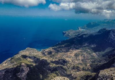 Scenic view of sea against blue sky