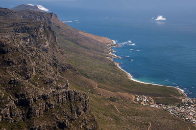 Scenic view of sea and mountains