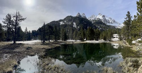 Scenic view of lake against sky