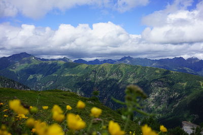 Scenic view of mountains against sky