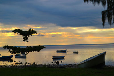 Scenic view of sunset over sea