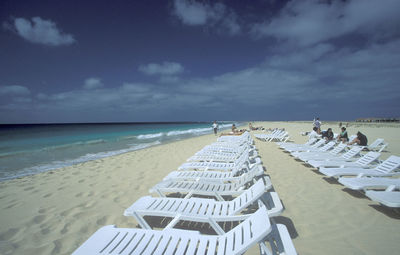 Scenic view of beach against sky