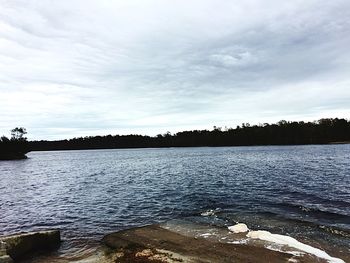 Scenic view of lake against sky