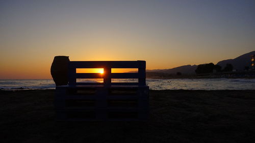 Scenic view of sea against clear sky during sunset