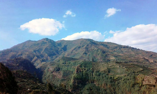 Scenic view of mountains against sky