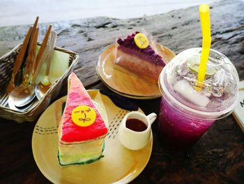 High angle view of fruits on table