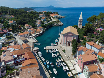 Veli losinj on island losinj in kvarner bay from above