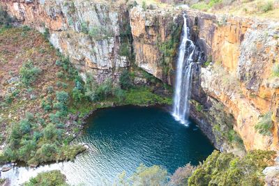 Scenic view of waterfall