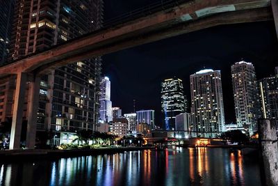 Illuminated cityscape at night