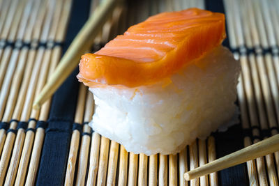 Close-up of sushi served on plate