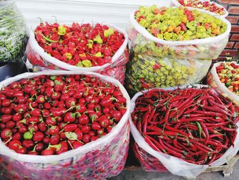 Various fruits for sale at market stall