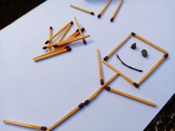 High angle view of pencil on table