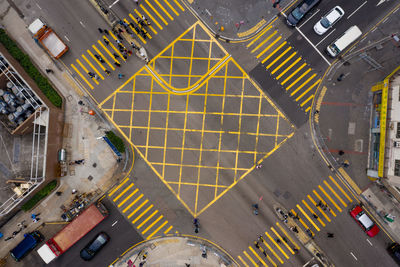 High angle view of traffic crossing road