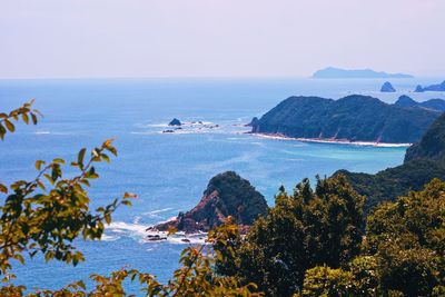 Scenic view of sea against clear sky