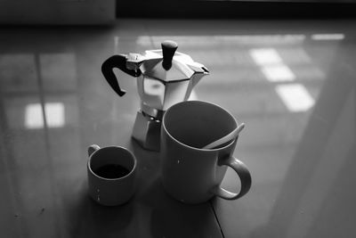 Close-up of coffee cup on table
