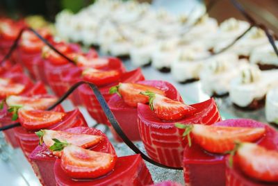 Close-up of strawberry dessert