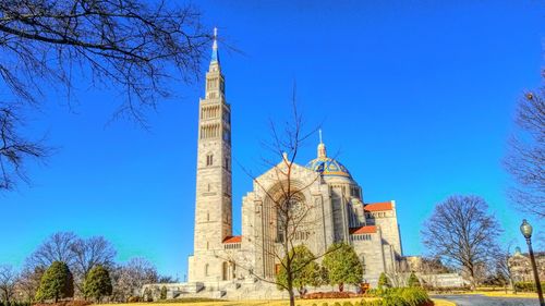 Cathedral against clear blue sky