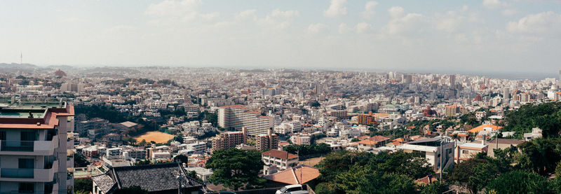 High angle view of townscape against sky