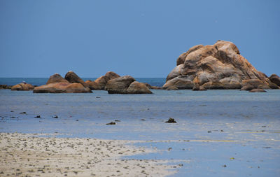 Scenic view of sea against clear sky