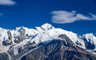 Snowcapped mountains against blue sky