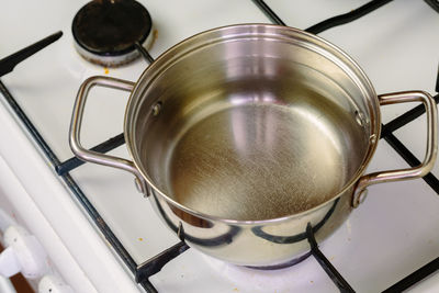 High angle view of water in container