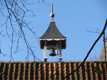 Low angle view of roof against clear sky