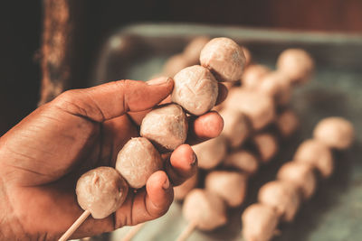 Close-up of hand holding berries