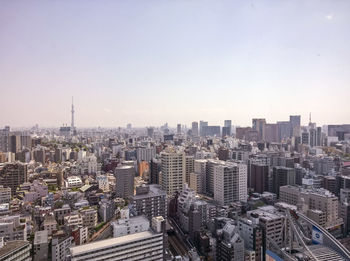 High angle view of cityscape against sky