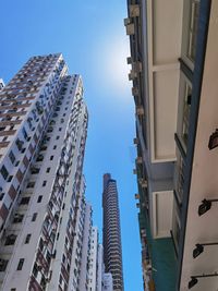 Low angle view of buildings against clear sky