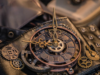 High angle view of vintage clock