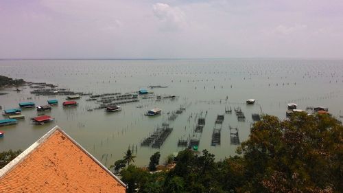 High angle view of sea against sky