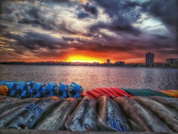 Scenic view of sea at sunset