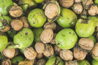 Full frame shot of walnuts for sale in market