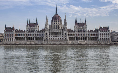 River danube and the hungarian parliament building in the old town of budapest, hungary, europe. 