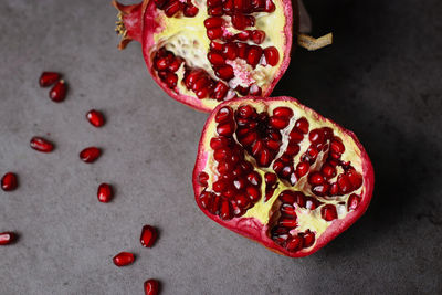 Directly above shot of pomegranate on table