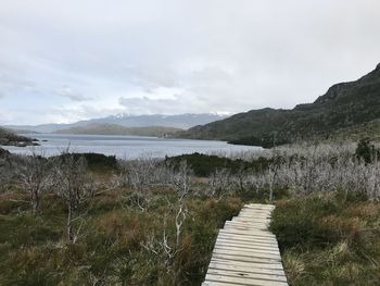 Scenic view of lake against sky