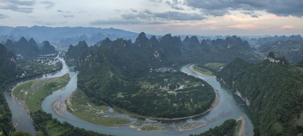 High angle view of winding road