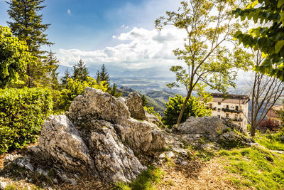 Scenic view of rocky mountains against sky