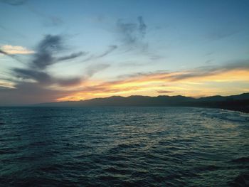 Scenic view of sea at sunset