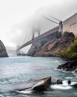 Suspension bridge over sea