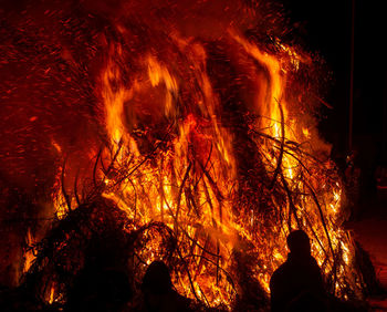 Pile of wood on fire for christmas night