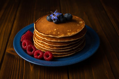 Close-up of cake in plate on table