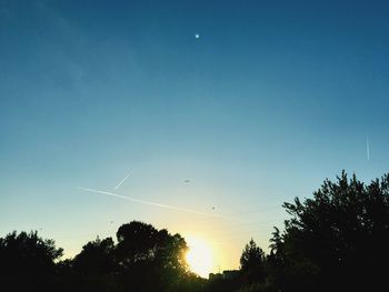 Low angle view of silhouette trees against sky during sunset