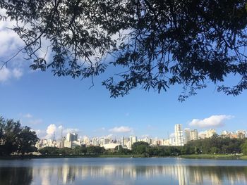 Low angle view of cityscape against sky