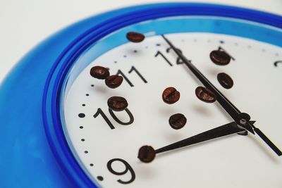 High angle view of clock on plate